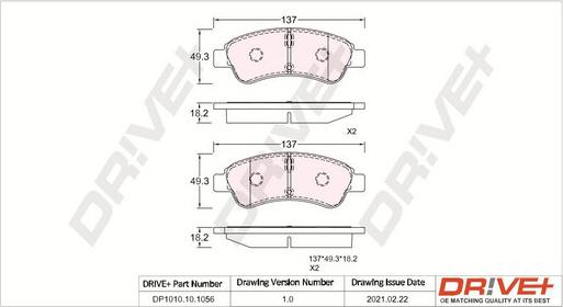 Dr!ve+ DP1010.10.1056 - Kit de plaquettes de frein, frein à disque cwaw.fr