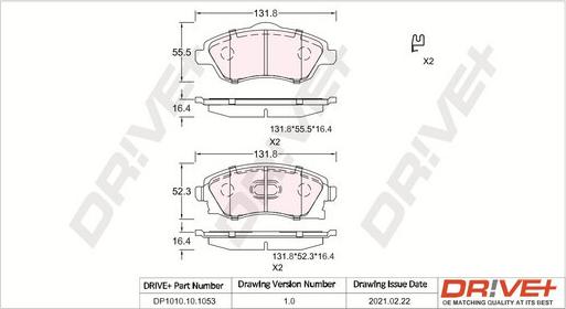 Dr!ve+ DP1010.10.1053 - Kit de plaquettes de frein, frein à disque cwaw.fr