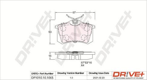 Dr!ve+ DP1010.10.1065 - Kit de plaquettes de frein, frein à disque cwaw.fr