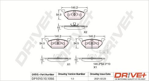 Dr!ve+ DP1010.10.1066 - Kit de plaquettes de frein, frein à disque cwaw.fr