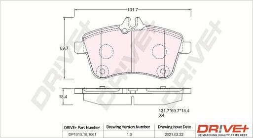 Dr!ve+ DP1010.10.1061 - Kit de plaquettes de frein, frein à disque cwaw.fr