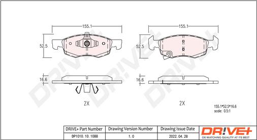 Dr!ve+ DP1010.10.1088 - Kit de plaquettes de frein, frein à disque cwaw.fr