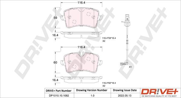 Dr!ve+ DP1010.10.1082 - Kit de plaquettes de frein, frein à disque cwaw.fr