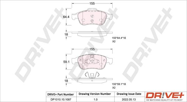 Dr!ve+ DP1010.10.1087 - Kit de plaquettes de frein, frein à disque cwaw.fr