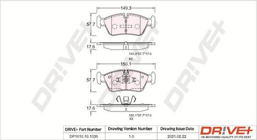 Dr!ve+ DP1010.10.1039 - Kit de plaquettes de frein, frein à disque cwaw.fr