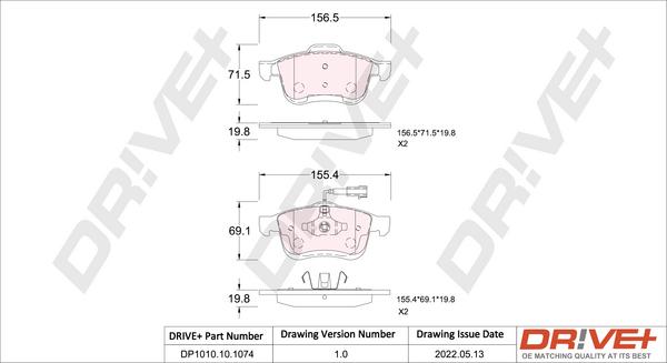 Dr!ve+ DP1010.10.1074 - Kit de plaquettes de frein, frein à disque cwaw.fr