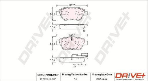 Dr!ve+ DP1010.10.1071 - Kit de plaquettes de frein, frein à disque cwaw.fr