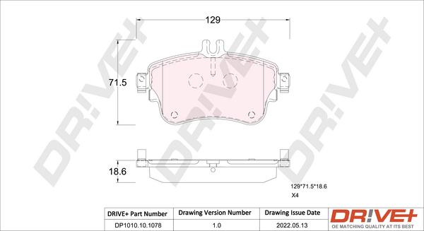 Dr!ve+ DP1010.10.1078 - Kit de plaquettes de frein, frein à disque cwaw.fr