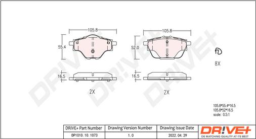 Dr!ve+ DP1010.10.1073 - Kit de plaquettes de frein, frein à disque cwaw.fr