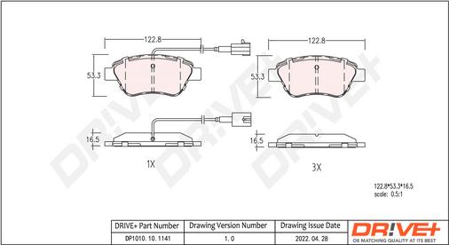 Dr!ve+ DP1010.10.1141 - Kit de plaquettes de frein, frein à disque cwaw.fr