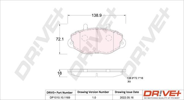 Dr!ve+ DP1010.10.1169 - Kit de plaquettes de frein, frein à disque cwaw.fr