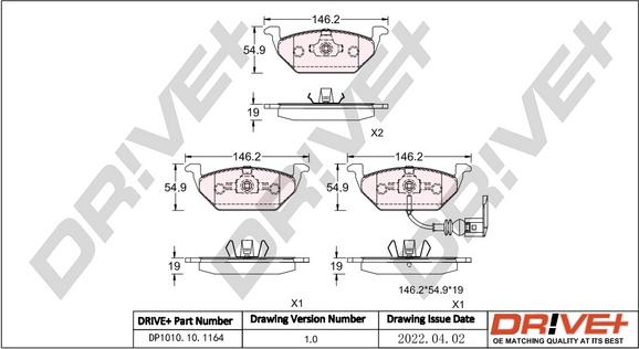 Dr!ve+ DP1010.10.1164 - Kit de plaquettes de frein, frein à disque cwaw.fr