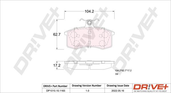 Dr!ve+ DP1010.10.1165 - Kit de plaquettes de frein, frein à disque cwaw.fr