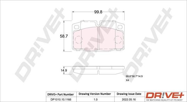 Dr!ve+ DP1010.10.1166 - Kit de plaquettes de frein, frein à disque cwaw.fr