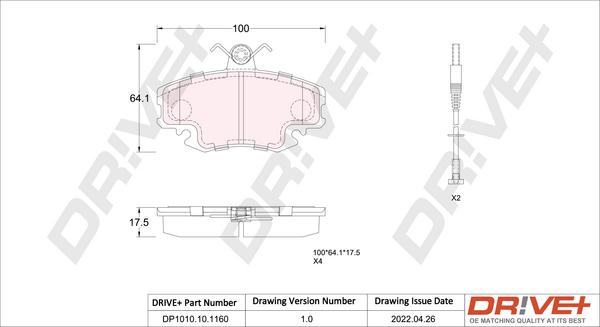 Dr!ve+ DP1010.10.1160 - Kit de plaquettes de frein, frein à disque cwaw.fr