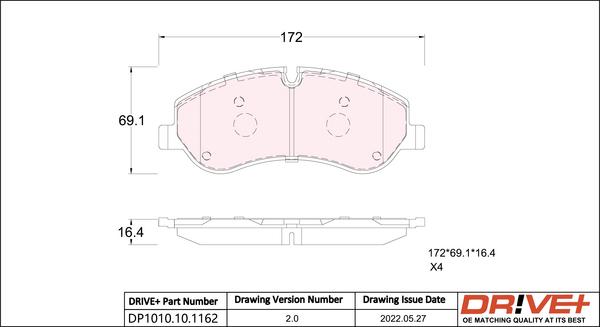 Dr!ve+ DP1010.10.1162 - Kit de plaquettes de frein, frein à disque cwaw.fr