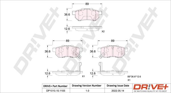 Dr!ve+ DP1010.10.1105 - Kit de plaquettes de frein, frein à disque cwaw.fr