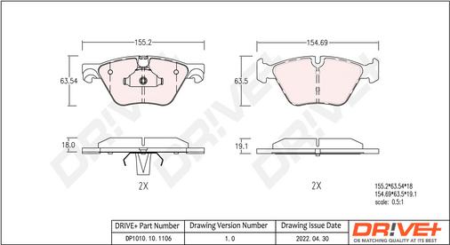 Dr!ve+ DP1010.10.1106 - Kit de plaquettes de frein, frein à disque cwaw.fr