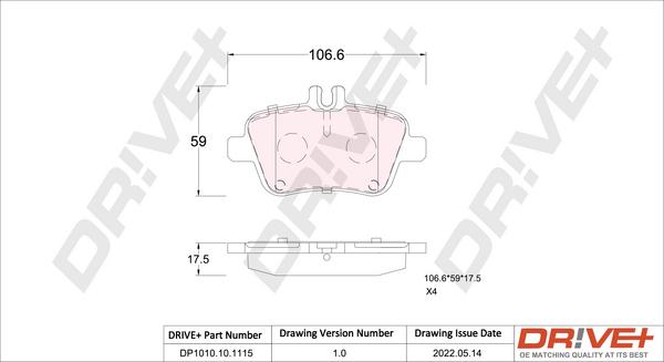 Dr!ve+ DP1010.10.1115 - Kit de plaquettes de frein, frein à disque cwaw.fr