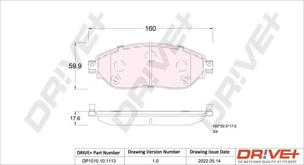 Dr!ve+ DP1010.10.1113 - Kit de plaquettes de frein, frein à disque cwaw.fr