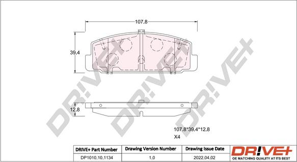 Dr!ve+ DP1010.10.1134 - Kit de plaquettes de frein, frein à disque cwaw.fr