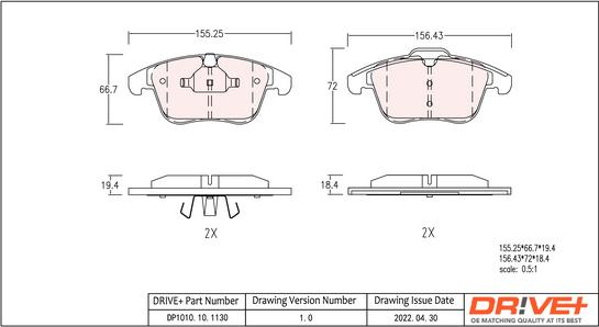 Dr!ve+ DP1010.10.1130 - Kit de plaquettes de frein, frein à disque cwaw.fr