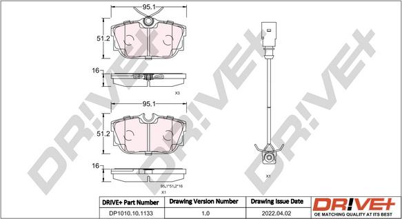 Dr!ve+ DP1010.10.1133 - Kit de plaquettes de frein, frein à disque cwaw.fr