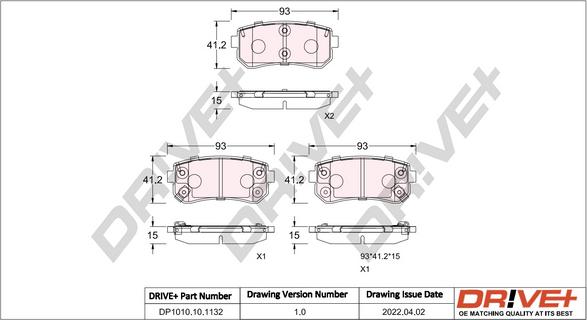 Dr!ve+ DP1010.10.1132 - Kit de plaquettes de frein, frein à disque cwaw.fr