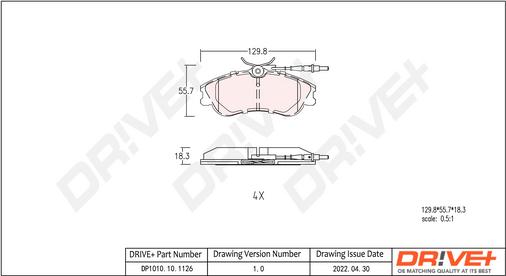 Dr!ve+ DP1010.10.1126 - Kit de plaquettes de frein, frein à disque cwaw.fr