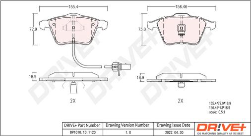 Dr!ve+ DP1010.10.1120 - Kit de plaquettes de frein, frein à disque cwaw.fr