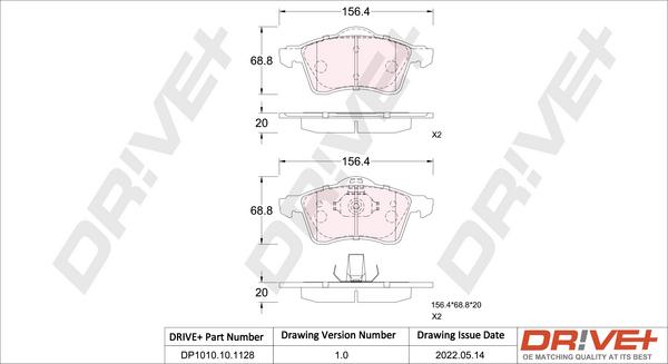 Dr!ve+ DP1010.10.1128 - Kit de plaquettes de frein, frein à disque cwaw.fr