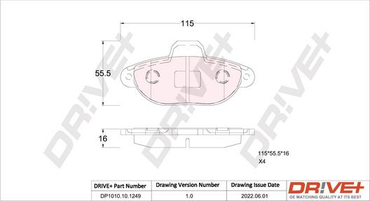 Dr!ve+ DP1010.10.1249 - Kit de plaquettes de frein, frein à disque cwaw.fr