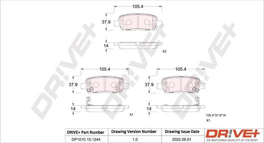 Dr!ve+ DP1010.10.1244 - Kit de plaquettes de frein, frein à disque cwaw.fr