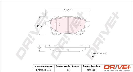 Dr!ve+ DP1010.10.1245 - Kit de plaquettes de frein, frein à disque cwaw.fr