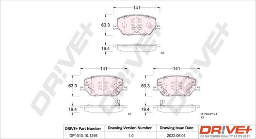 Dr!ve+ DP1010.10.1246 - Kit de plaquettes de frein, frein à disque cwaw.fr