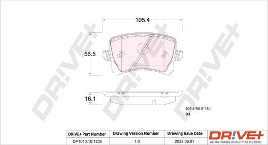 Dr!ve+ DP1010.10.1235 - Kit de plaquettes de frein, frein à disque cwaw.fr