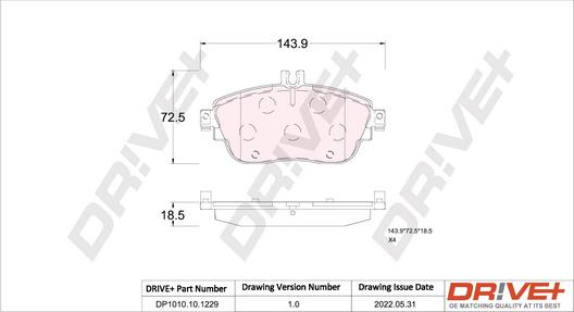 Dr!ve+ DP1010.10.1229 - Kit de plaquettes de frein, frein à disque cwaw.fr