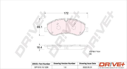 Dr!ve+ DP1010.10.1226 - Kit de plaquettes de frein, frein à disque cwaw.fr