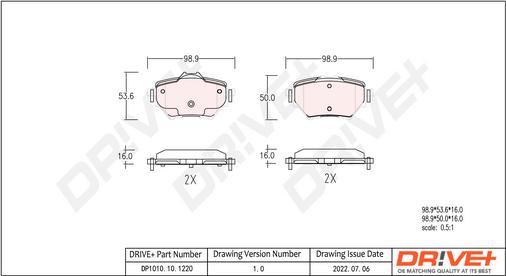 Dr!ve+ DP1010.10.1220 - Kit de plaquettes de frein, frein à disque cwaw.fr