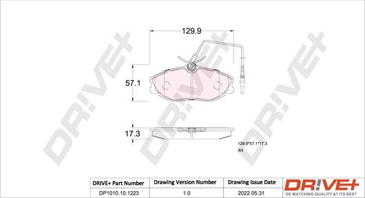 Dr!ve+ DP1010.10.1223 - Kit de plaquettes de frein, frein à disque cwaw.fr