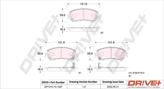 Dr!ve+ DP1010.10.1227 - Kit de plaquettes de frein, frein à disque cwaw.fr