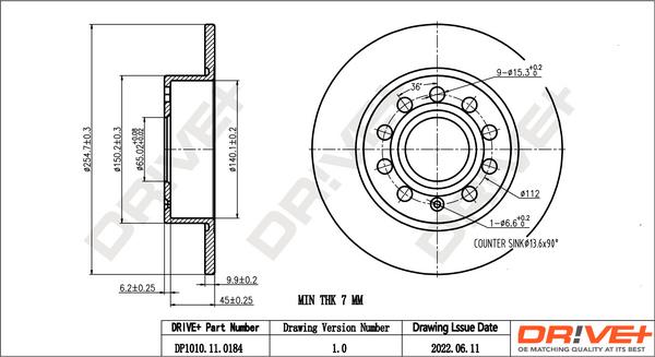 Dr!ve+ DP1010.11.0184 - Disque de frein cwaw.fr