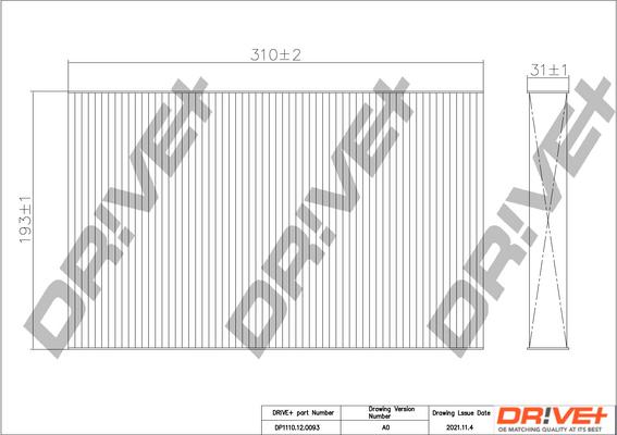 Dr!ve+ DP1110.12.0093 - Filtre, air de l'habitacle cwaw.fr