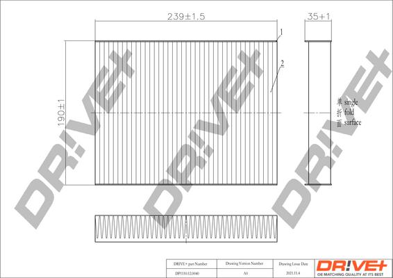 Dr!ve+ DP1110.12.0040 - Filtre, air de l'habitacle cwaw.fr