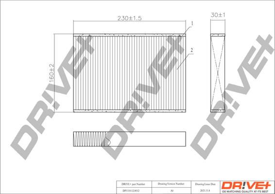 Dr!ve+ DP1110.12.0012 - Filtre, air de l'habitacle cwaw.fr