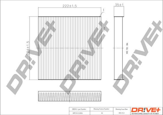 Dr!ve+ DP1110.12.0026 - Filtre, air de l'habitacle cwaw.fr