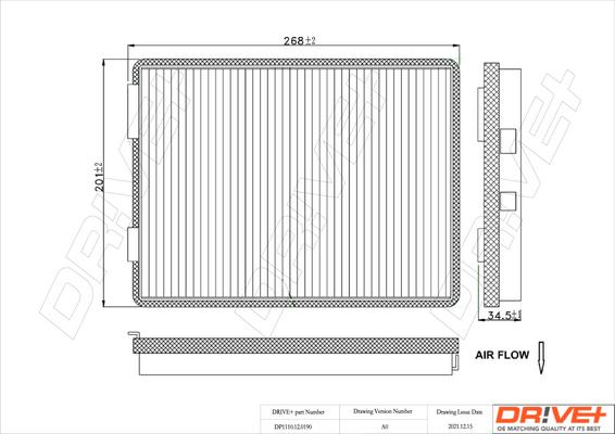 Dr!ve+ DP1110.12.0190 - Filtre, air de l'habitacle cwaw.fr