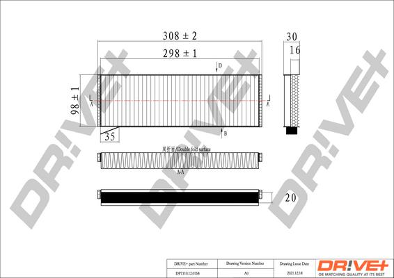 Dr!ve+ DP1110.12.0168 - Filtre, air de l'habitacle cwaw.fr