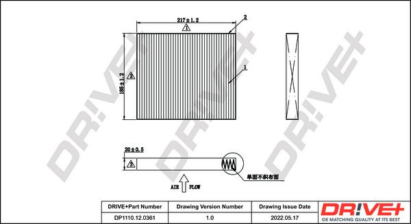 Dr!ve+ DP1110.12.0361 - Filtre, air de l'habitacle cwaw.fr
