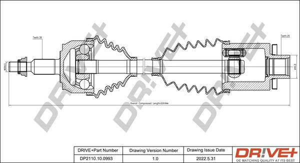 Dr!ve+ DP2110.10.0993 - Arbre de transmission cwaw.fr